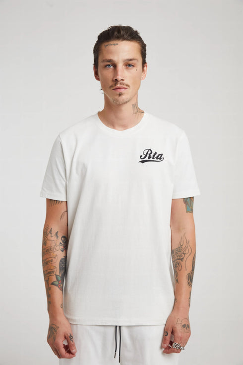 RTA Liam White Collegiate Script Mens Apparel